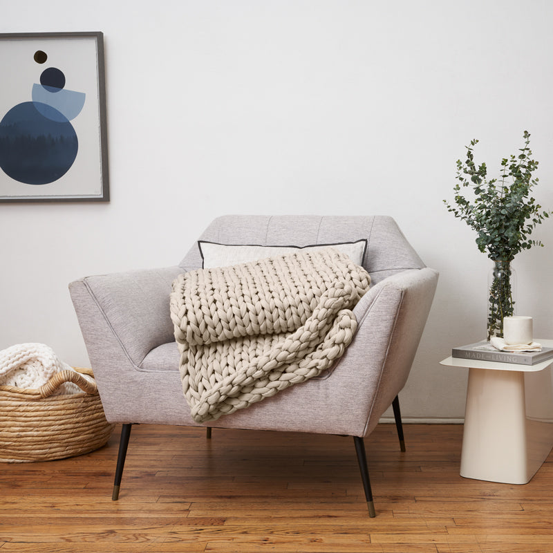 Cooling weighted blanket - driftwood on couch