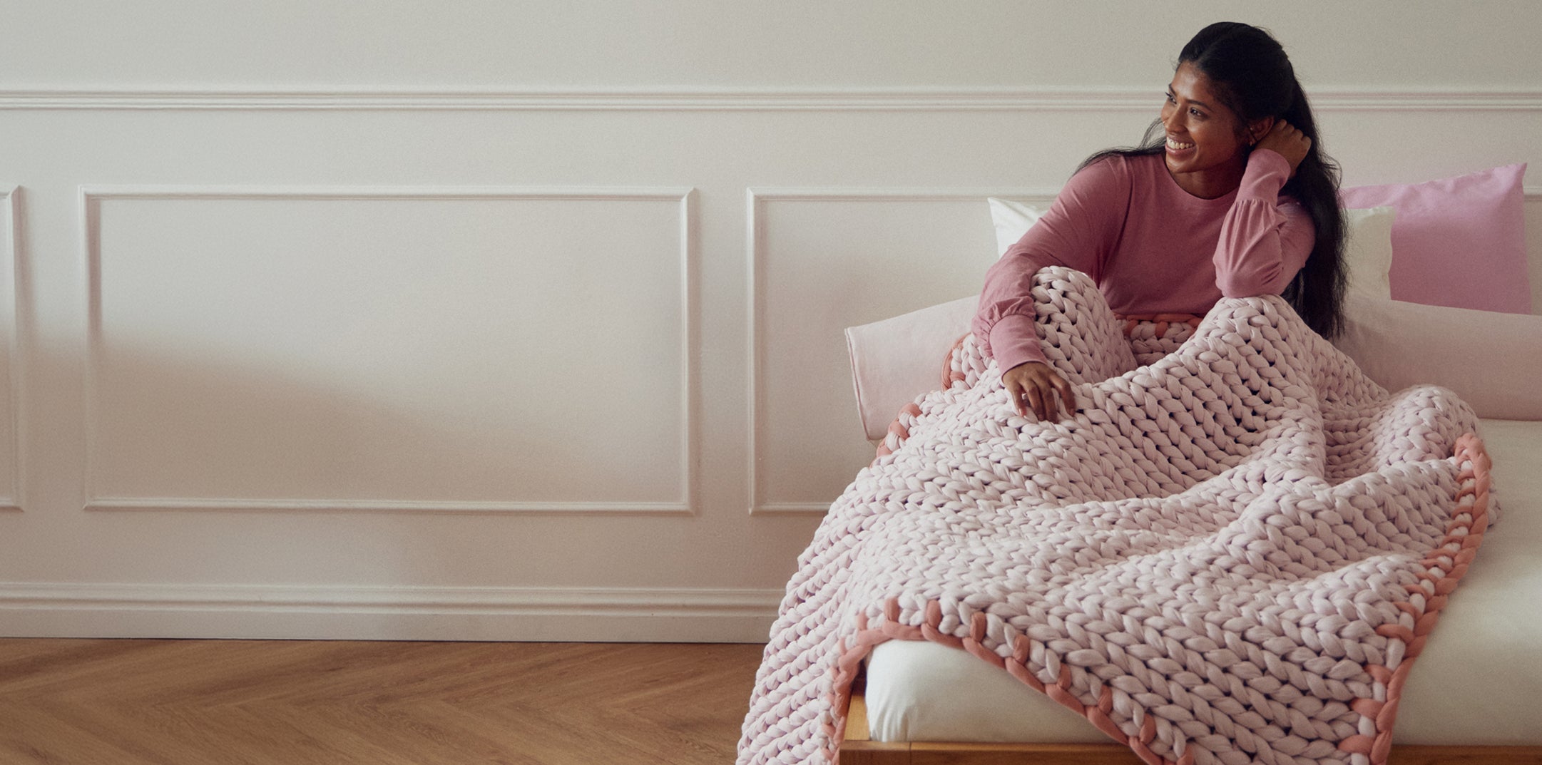 Heaven stitch cotton napper bed lifestyle cradled lilac 2 extended 1 d3fd6996 98a4 47ee bc4d 4f3fea170e62
